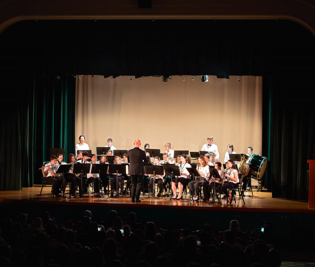 The full Honor Band ensemble on stage.